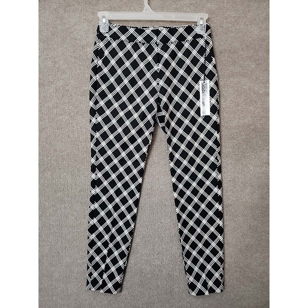 Express Columnist Ankle Pants Womens 00 Black White Stretch Career Business NEW